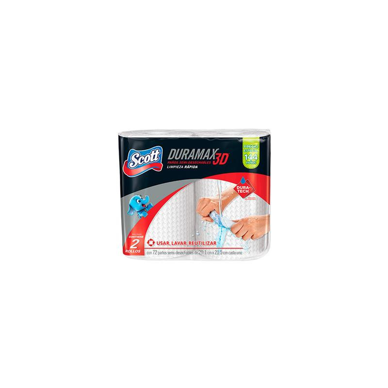TOALLA DE COCINA  SCOTT DURAMAX 2 ROLLOS X 72 PAÑOS CADA UNO