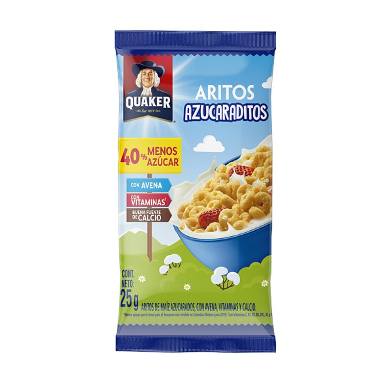 ARITOS QUAKER AZUCARADITOS 25GR X 6 UNIDADES
